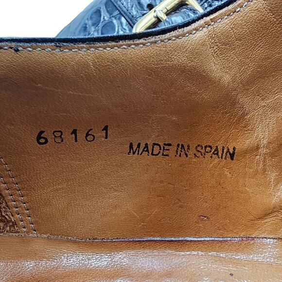 Vintage Exotic Alligator Men's 15M Black Monk Strap Dress Loafers Paolo De Marco - Picture 12 of 15